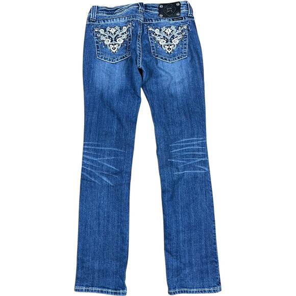 Miss Me Y2K Baroque Silver Embroidered Straight Jeans - Picture 2 of 7